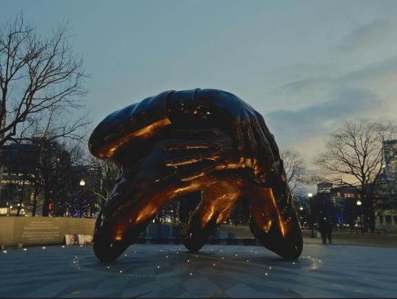 "The Embrace" sculpture in Boston Common.